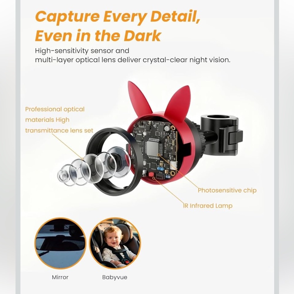 Babyvue BV2 USB Baby Car Camera, 4.5'' HD 1080P - NEW - Picture 6 of 10